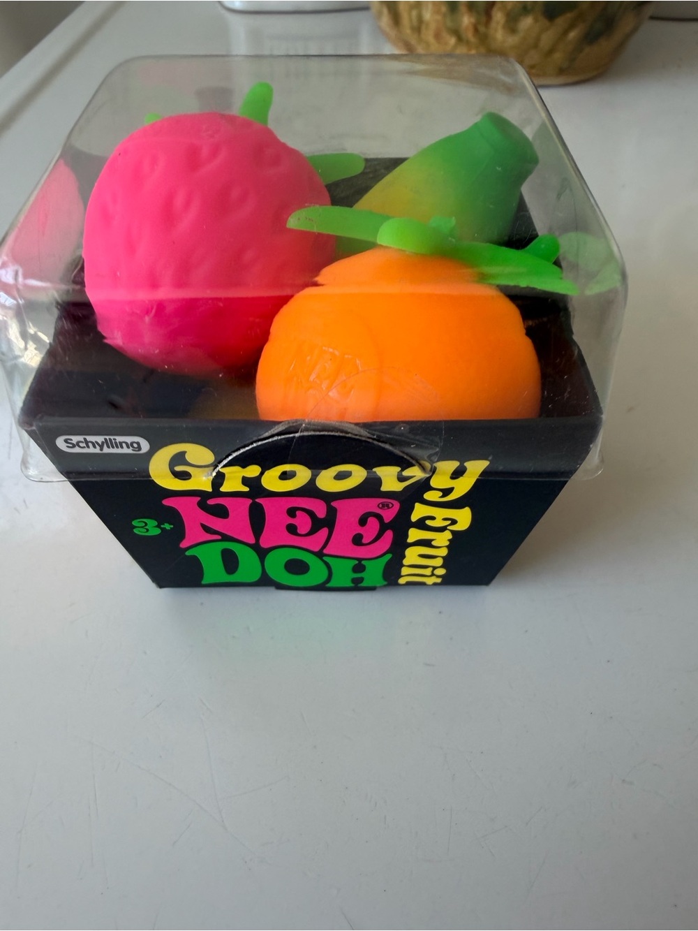 Authentic Schylling NeeDoh Groovy Fruit Squishy Toy Set - Pink, Orange, Yellow